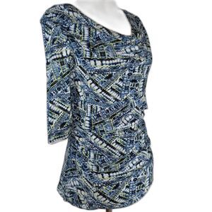 Cable & Gauge Geometric Layered 3/4 Sleeve Top Size Medium